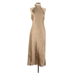 100% silk Nap halter dress gold